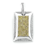 14Kt White Gold Fancy Diamond Dog Tag Pendant